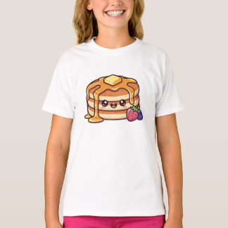 Cute Kawaii Pancake Stack with Syrup and Berries Tシャツ