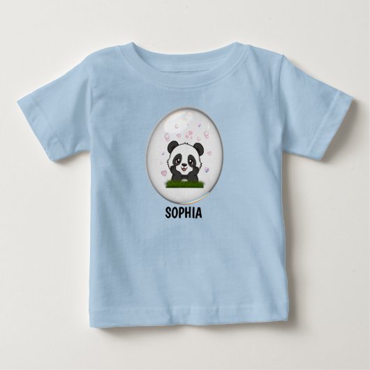 Cute Kawaii Panda Bear Personalized Baby T-Shirt ベビーTシャツ (正面)