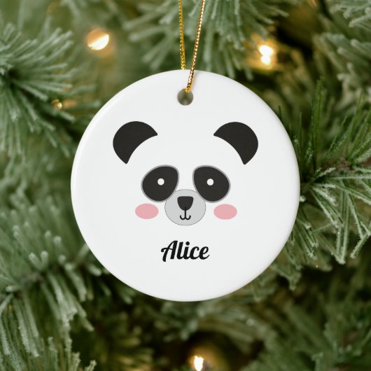 Cute Kawaii Panda Christmas Ornament – Custom Name セラミックオーナメント (ツリー)