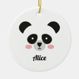 Cute Kawaii Panda Christmas Ornament – Custom Name セラミックオーナメント