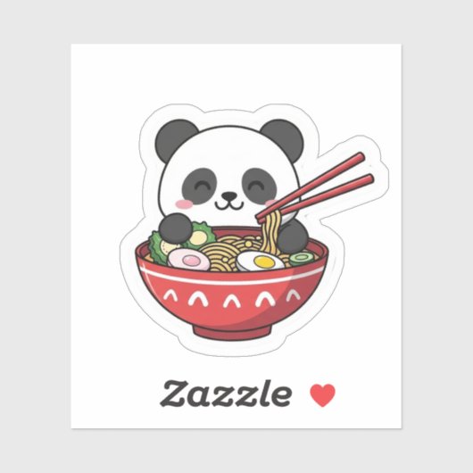 Cute  Kawaii Panda in Ramen Bowl Noodle シール (シート)