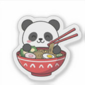 Cute  Kawaii Panda in Ramen Bowl Noodle シール (正面)