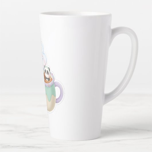 Cute Kawaii Panda in Tea Mug Illustration カフェラテマグ (右)
