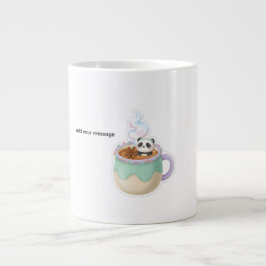 Cute Kawaii Panda in Tea Mug Illustration ジャンボコーヒーマグカップ