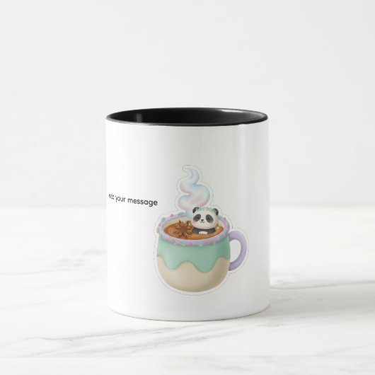 Cute Kawaii Panda in Tea Mug Illustration マグカップ (中央)