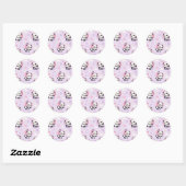 Cute Kawaii Panda Love Music Pattern ラウンドシール (シート)