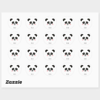 Cute Kawaii Panda Sticker – Custom Name Stickers ラウンドシール