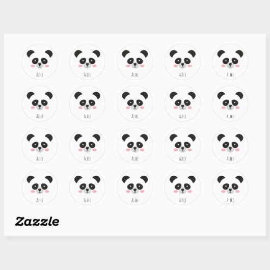 Cute Kawaii Panda Sticker – Custom Name Stickers ラウンドシール (シート)