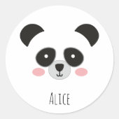 Cute Kawaii Panda Sticker – Custom Name Stickers ラウンドシール (正面)