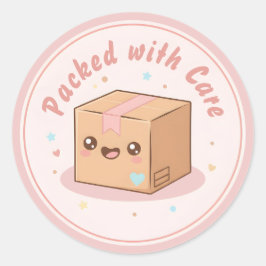 Cute Kawaii Parcel "Packed with Care" Packaging ラウンドシール