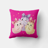Cute Kawaii Pastel Ghosts with Sparkly Bows クッション (裏面)