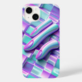 Cute Kawaii Pastel Wave Phone Case Glossy Abstract Case-Mate iPhoneケース (裏面)