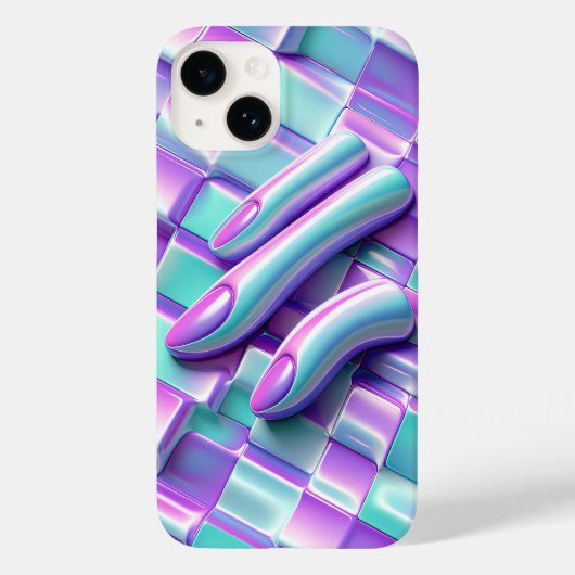 Cute Kawaii Pastel Wave Phone Case Glossy Abstract Case-Mate iPhoneケース (裏面)