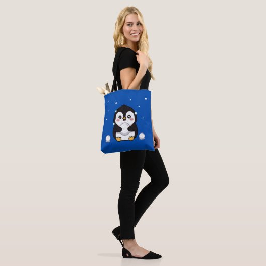 Cute Kawaii Penguin Winter Tote Bag トートバッグ (モデル)