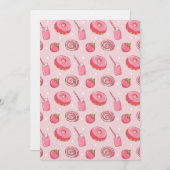 Cute Kawaii Pink Aesthetic Foods Seamless Pattern 招待状 (正面/裏面)