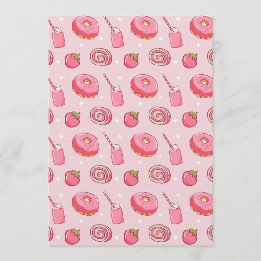 Cute Kawaii Pink Aesthetic Foods Seamless Pattern 招待状 (正面)