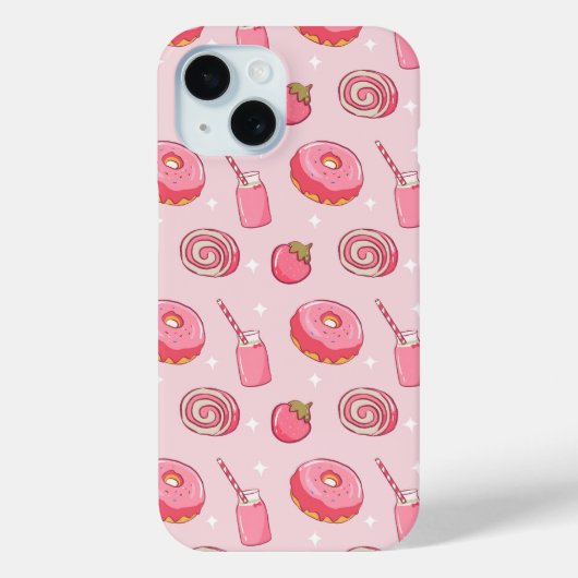 Cute Kawaii Pink Aesthetic Foods Seamless Pattern Case-Mate iPhoneケース (裏面)