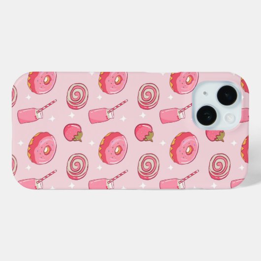 Cute Kawaii Pink Aesthetic Foods Seamless Pattern Case-Mate iPhoneケース (裏面 (横))