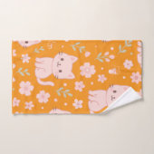 Cute Kawaii Pink Cats and Flowers Towel Set バスタオルセット (ハンドタオル)