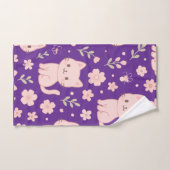 Cute Kawaii Pink Cats and Flowers Towel Set バスタオルセット (ハンドタオル)