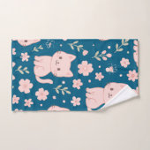 Cute Kawaii Pink Cats and Flowers Towel Set バスタオルセット (ハンドタオル)