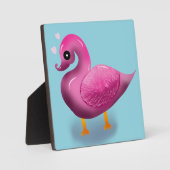 Cute Kawaii Pink Duck & Hearts Nursery Art フォトプラーク (正面)