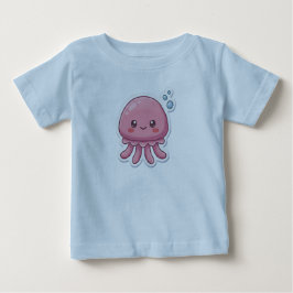 Cute Kawaii Pink Jellyfish Sticker Design -Happy C ベビーTシャツ