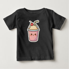 Cute Kawaii Pink Milkshake Sticker Design - Adorab ベビーTシャツ