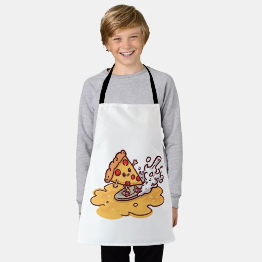 Cute Kawaii Pizza Apron Funny cheesy kitchen apron エプロン (着用した状態)