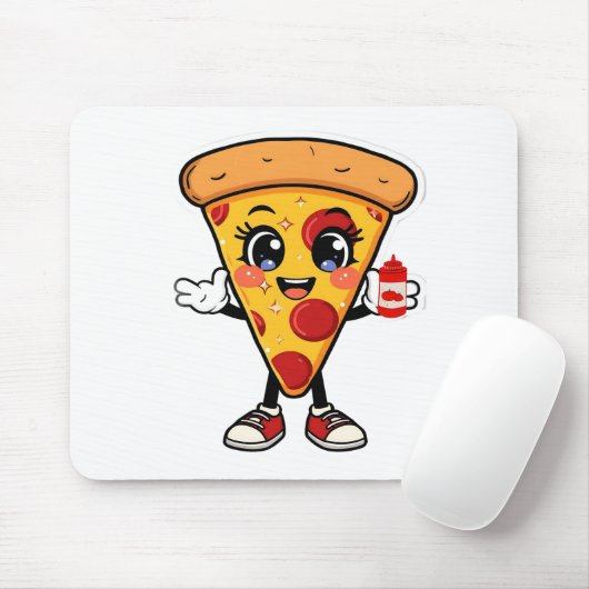 Cute Kawaii Pizza Cartoon Mousepad マウスパッド (マウス)