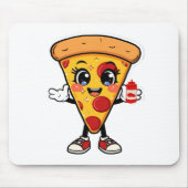 Cute Kawaii Pizza Cartoon Mousepad マウスパッド (正面)