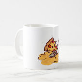 Cute Kawaii Pizza Mug Funny Cheesy Cartoon Food  コーヒーマグカップ (正面左)