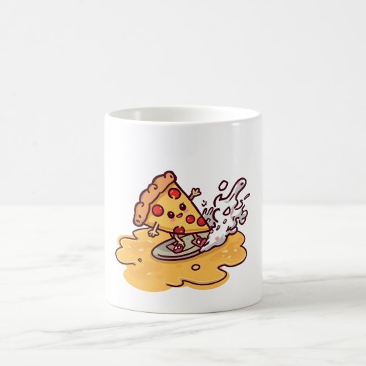 Cute Kawaii Pizza Mug Funny Cheesy Cartoon Food  コーヒーマグカップ (中央)