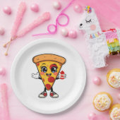 Cute Kawaii Pizza Slice Paper Plates Fun Party Foo ペーパープレート (パーティー)