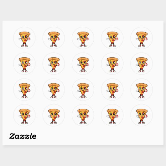 Cute Kawaii Pizza Sticker ラウンドシール (シート)
