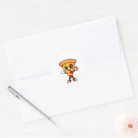 Cute Kawaii Pizza Sticker ラウンドシール (封筒)