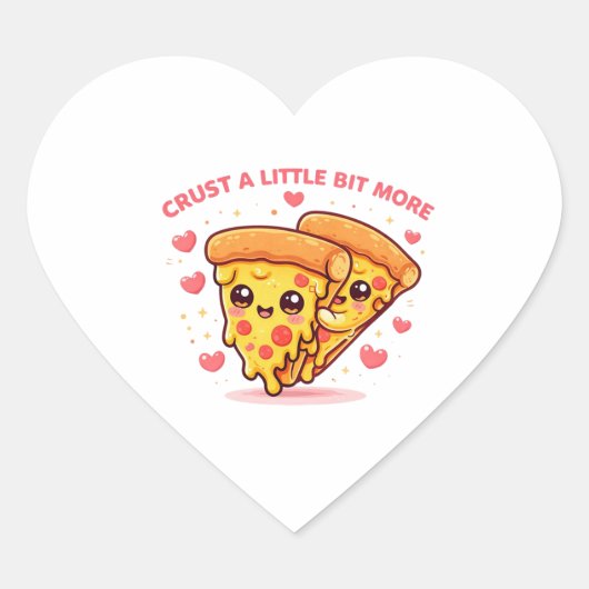 Cute Kawaii Pizza Sticker – Funny Pizza Lover Cart ハートシール (正面)