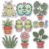 Cute Kawaii Plants シール (正面)