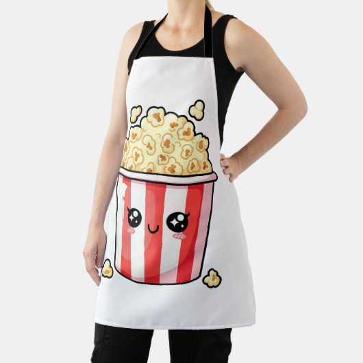 Cute Kawaii Popcorn Bucket Illustration エプロン (インサイチュ)