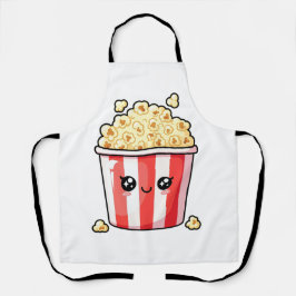 Cute Kawaii Popcorn Bucket Illustration エプロン