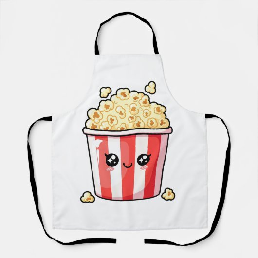 Cute Kawaii Popcorn Bucket Illustration エプロン (正面)