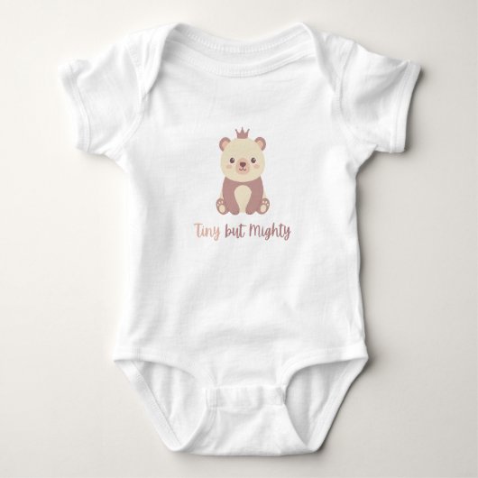 Cute Kawaii Prince Bear "Tiny but Mighty" Baby Bod ベビーボディスーツ (正面)