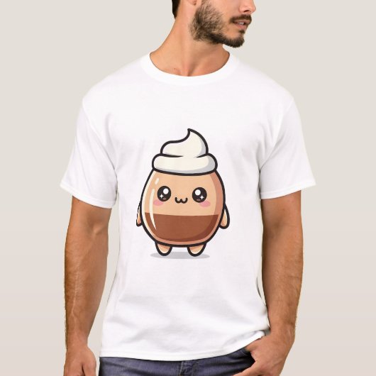 Cute Kawaii Pudding – Adorable Dessert Character Tシャツ (正面)