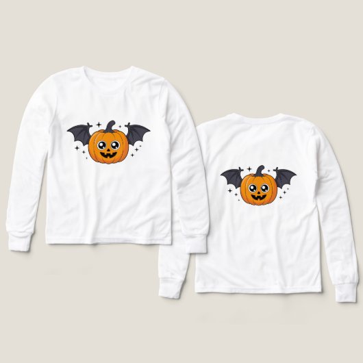 Cute Kawaii Pumpkin Bat Halloween PNG (デザイン 正面＆背面)