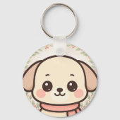 Cute Kawaii Puppy Face Keychain キーホルダー (正面)