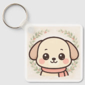Cute Kawaii Puppy Face Keychain キーホルダー (正面)