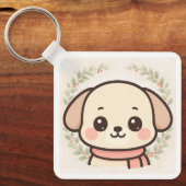 Cute Kawaii Puppy Face Keychain キーホルダー (正面)