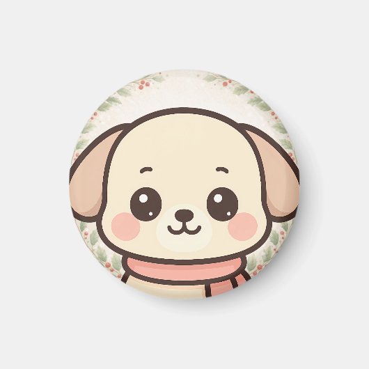 Cute Kawaii Puppy Face Magnet  マグネット (正面)