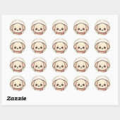 Cute Kawaii Puppy Face Sticker ラウンドシール (シート)