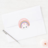 Cute Kawaii Rabbit and Rainbow Personalised ラウンドシール (封筒)